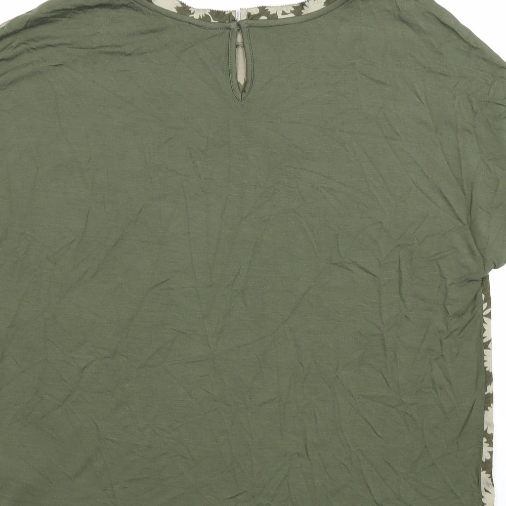 Marks and Spencer Womens Green Geometric Viscose Basic Blouse Size 8 Round Neck