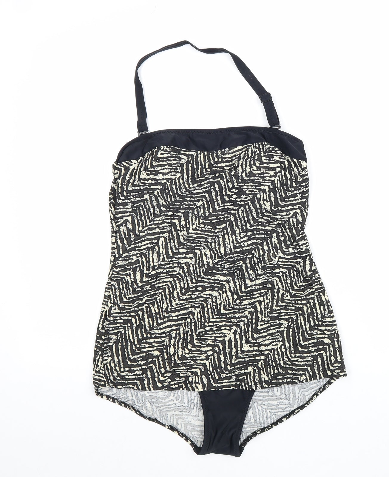 Nicola Jane Womens Black Geometric Polyamide One Piece Size 10