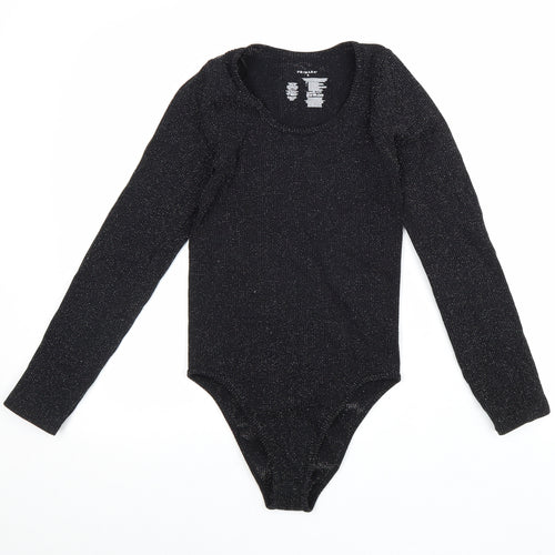 Primark Womens Black Nylon Bodysuit One-Piece Size S Snap