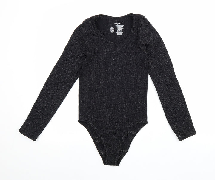 Primark Womens Black Nylon Bodysuit One-Piece Size S Snap