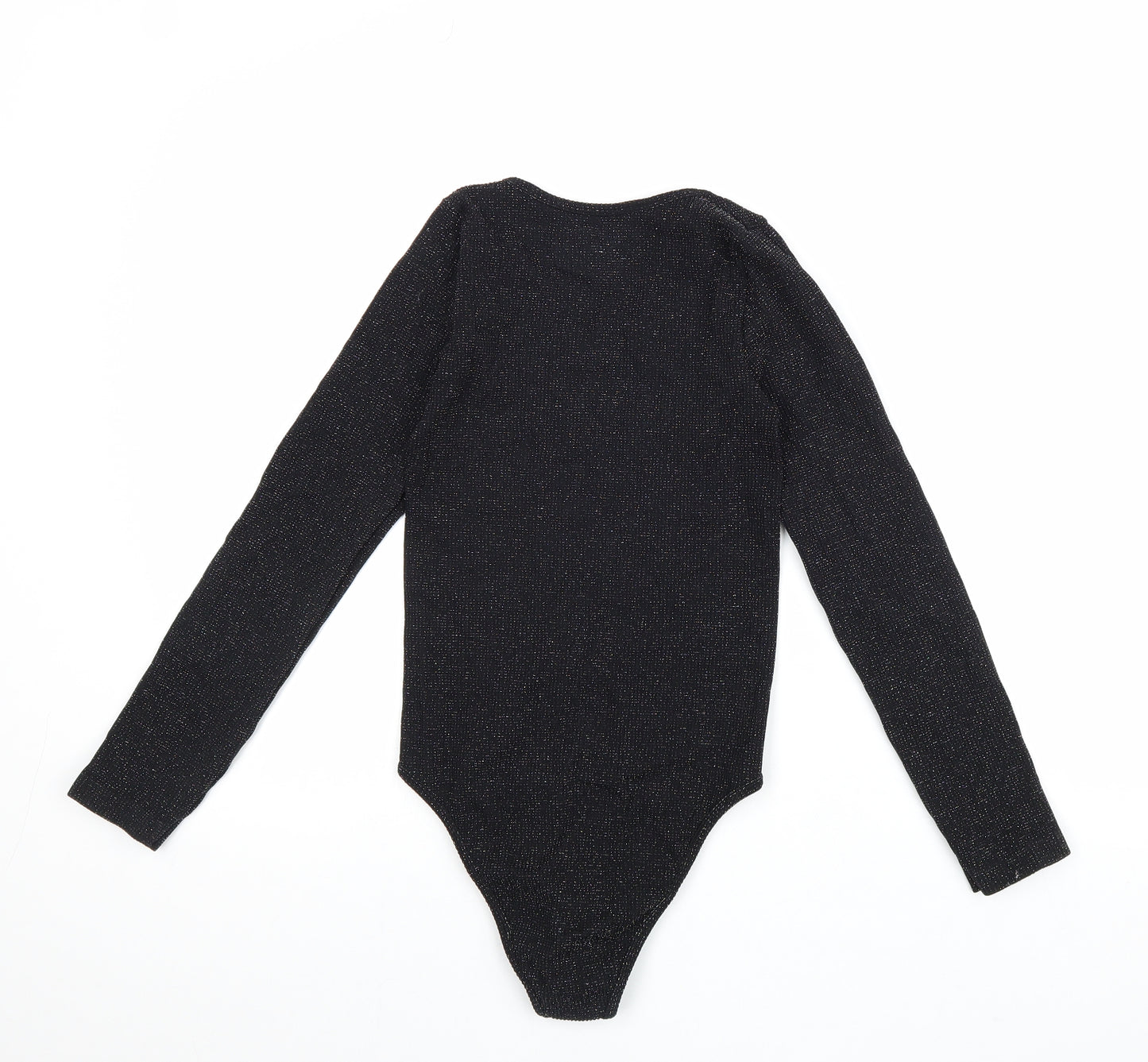 Primark Womens Black Nylon Bodysuit One-Piece Size S Snap