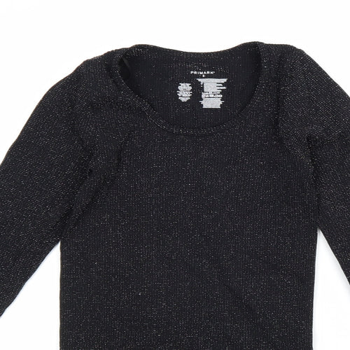 Primark Womens Black Nylon Bodysuit One-Piece Size S Snap