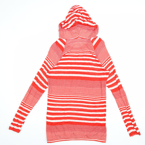 Topshop Womens Red Striped Viscose Pullover Hoodie Size 8 Pullover