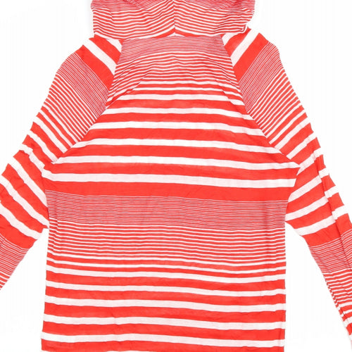 Topshop Womens Red Striped Viscose Pullover Hoodie Size 8 Pullover