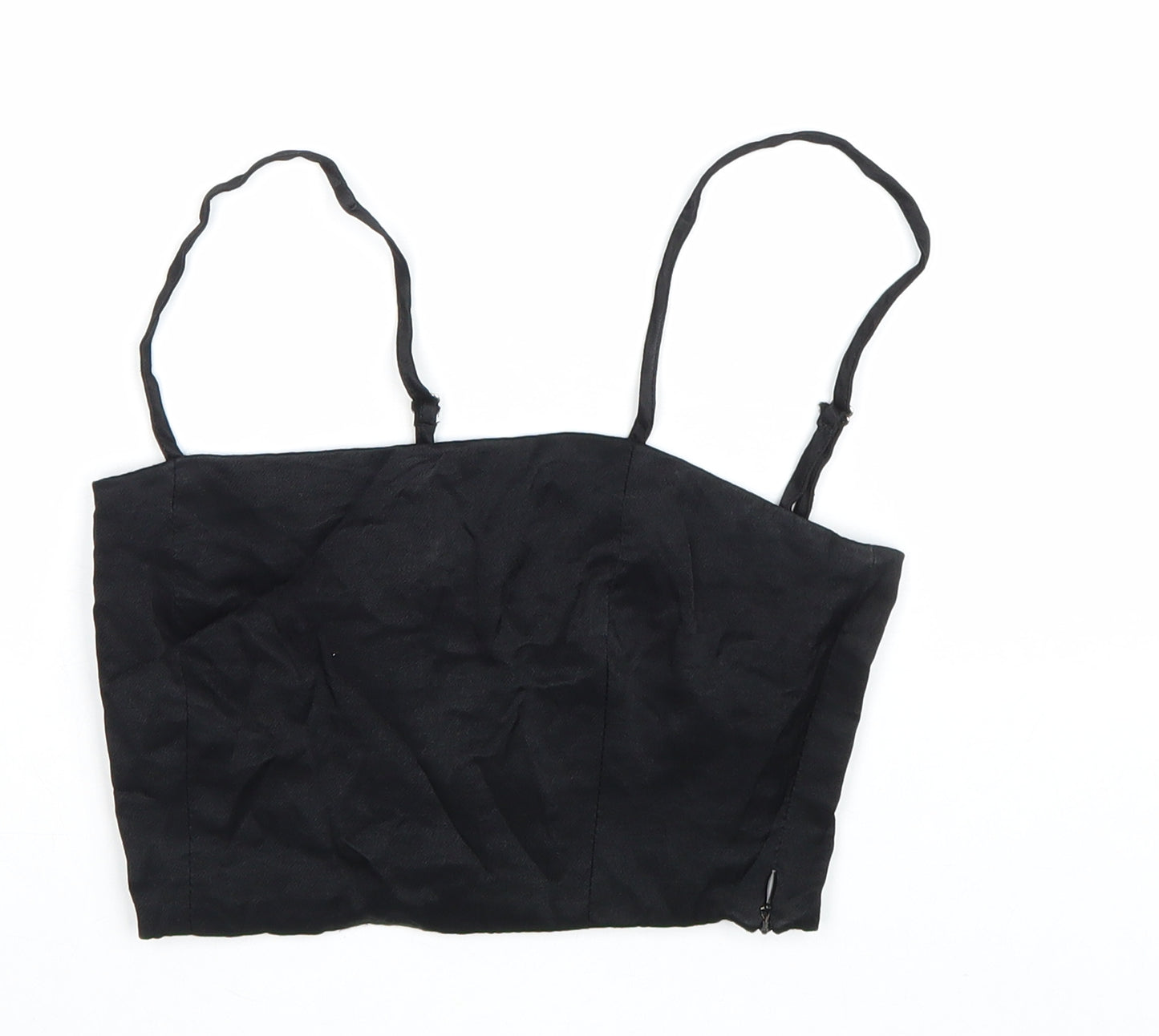 Zara Womens Black Polyester Cropped Tank Size S Square Neck