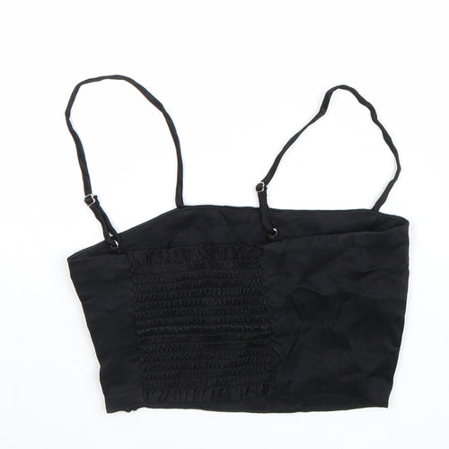 Zara Womens Black Polyester Cropped Tank Size S Square Neck