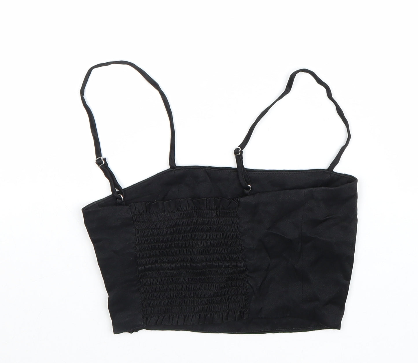 Zara Womens Black Polyester Cropped Tank Size S Square Neck