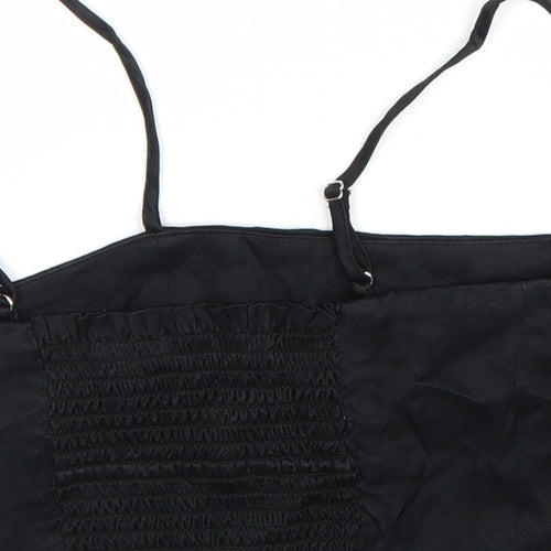 Zara Womens Black Polyester Cropped Tank Size S Square Neck