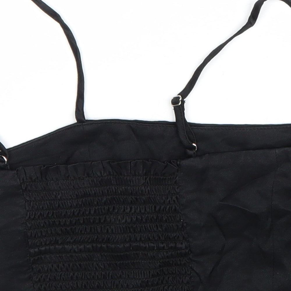 Zara Womens Black Polyester Cropped Tank Size S Square Neck
