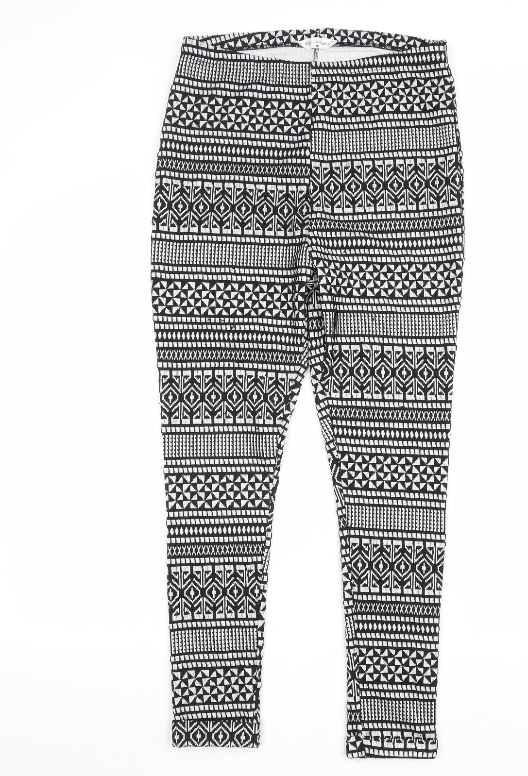 Miss Selfridge Womens Black Geometric Polyester Jogger Leggings Size 16 L27 in