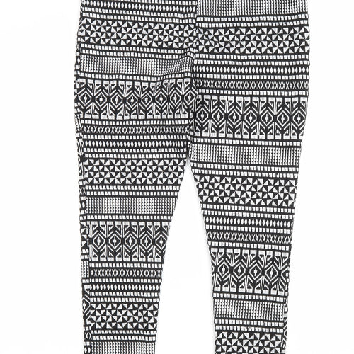 Miss Selfridge Womens Black Geometric Polyester Jogger Leggings Size 16 L27 in