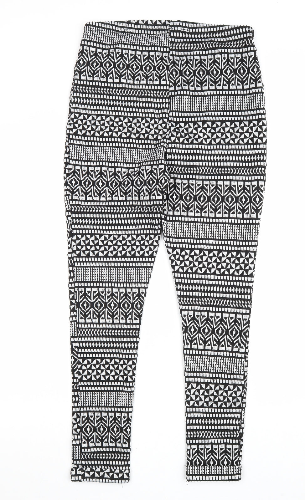 Miss Selfridge Womens Black Geometric Polyester Jogger Leggings Size 16 L27 in
