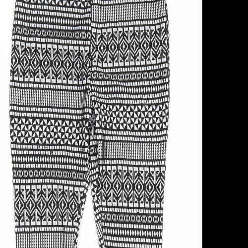Miss Selfridge Womens Black Geometric Polyester Jogger Leggings Size 16 L27 in