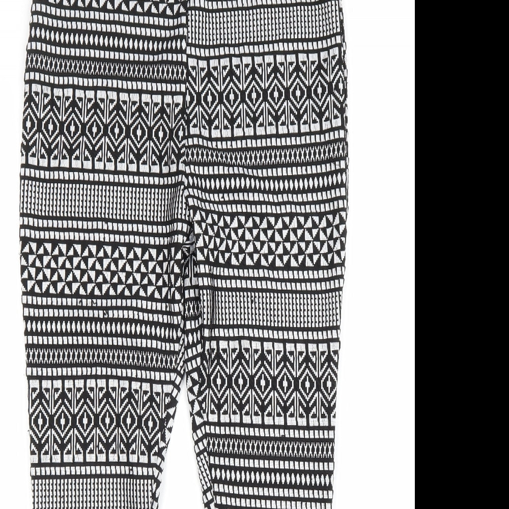Miss Selfridge Womens Black Geometric Polyester Jogger Leggings Size 16 L27 in