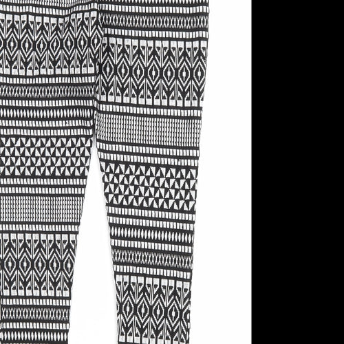 Miss Selfridge Womens Black Geometric Polyester Jogger Leggings Size 16 L27 in
