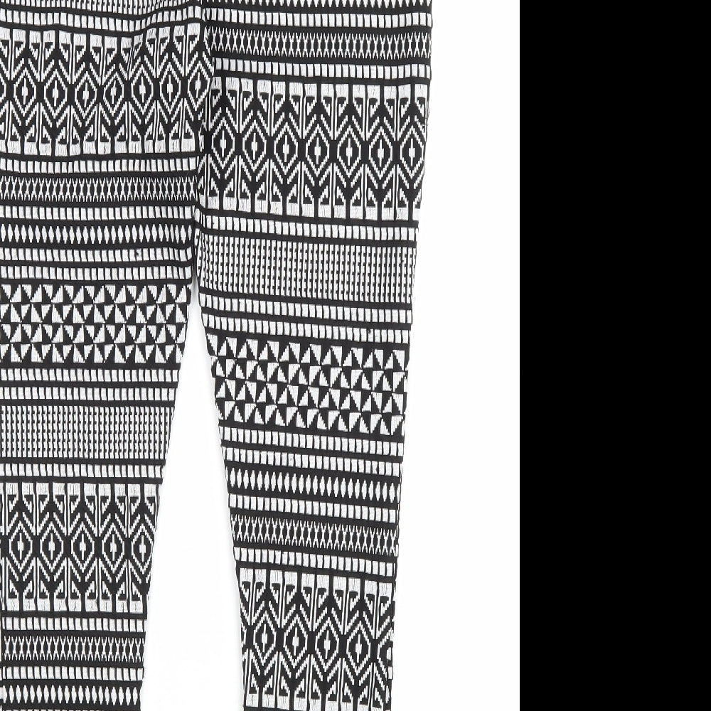 Miss Selfridge Womens Black Geometric Polyester Jogger Leggings Size 16 L27 in