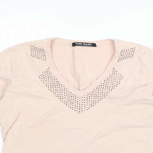 Betty Barclay Womens Pink Cotton Basic Blouse Size 8 V-Neck