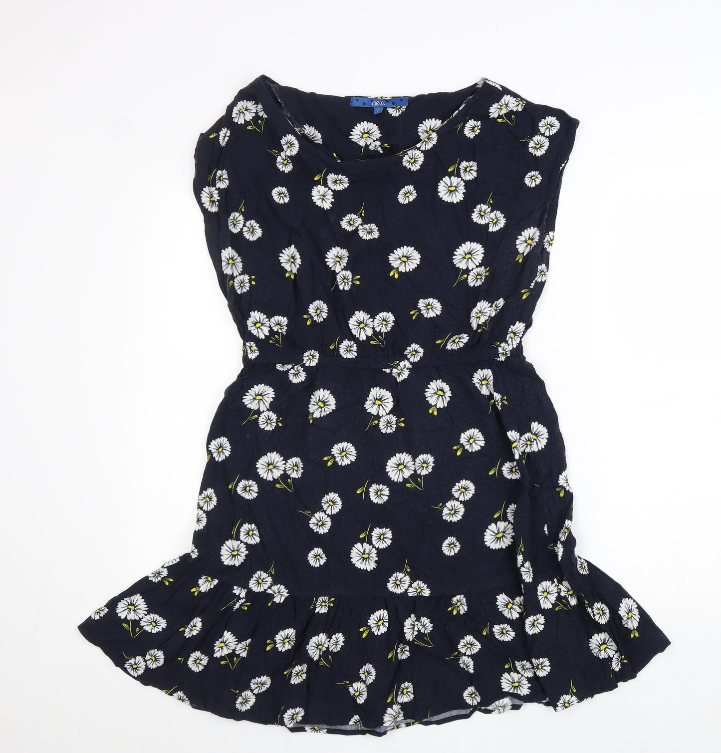 NEXT Womens Blue Floral Viscose Trapeze & Swing Size 12 Round Neck Pullover