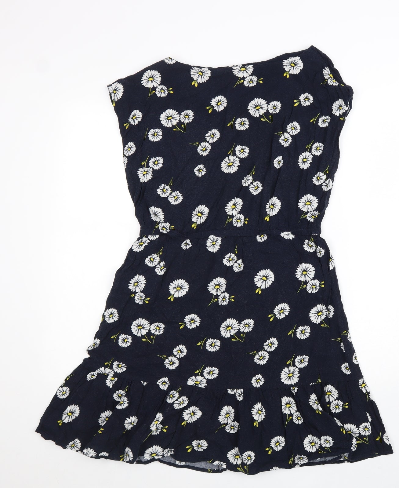 NEXT Womens Blue Floral Viscose Trapeze & Swing Size 12 Round Neck Pullover