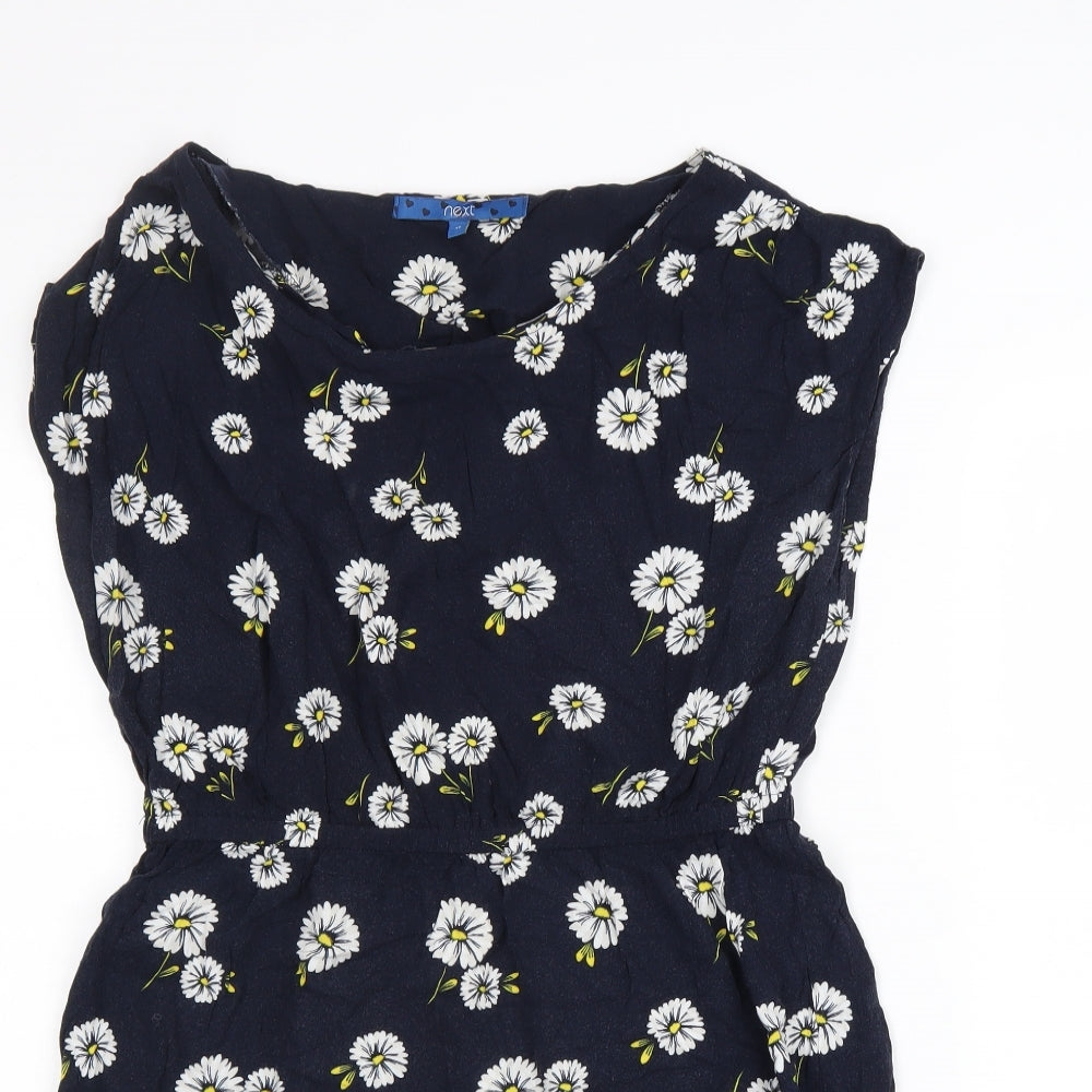 NEXT Womens Blue Floral Viscose Trapeze & Swing Size 12 Round Neck Pullover