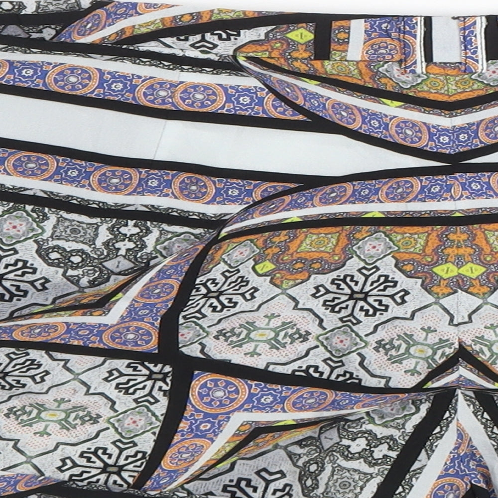 Topshop Womens Multicoloured Geometric Polyester Hot Pants Shorts Size 12 Regular Zip