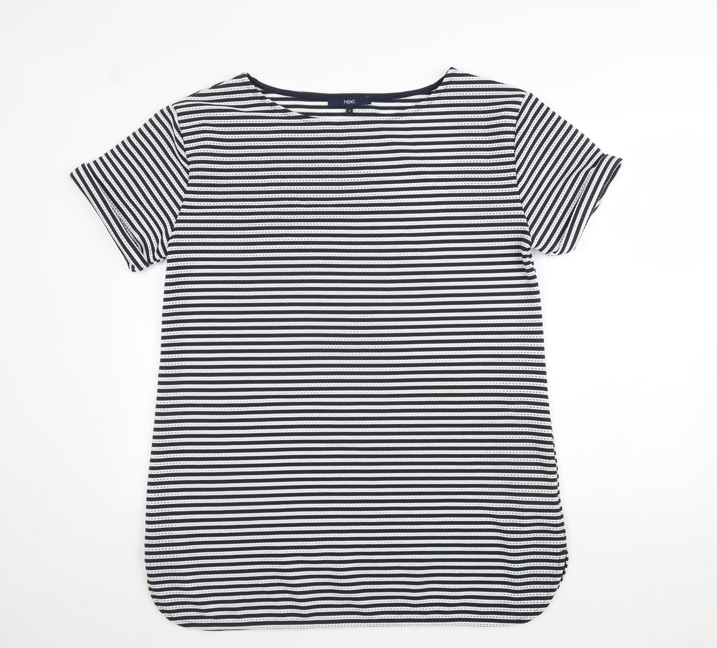 NEXT Womens Blue Striped Polyester T-Shirt Dress Size 18 Round Neck Pullover