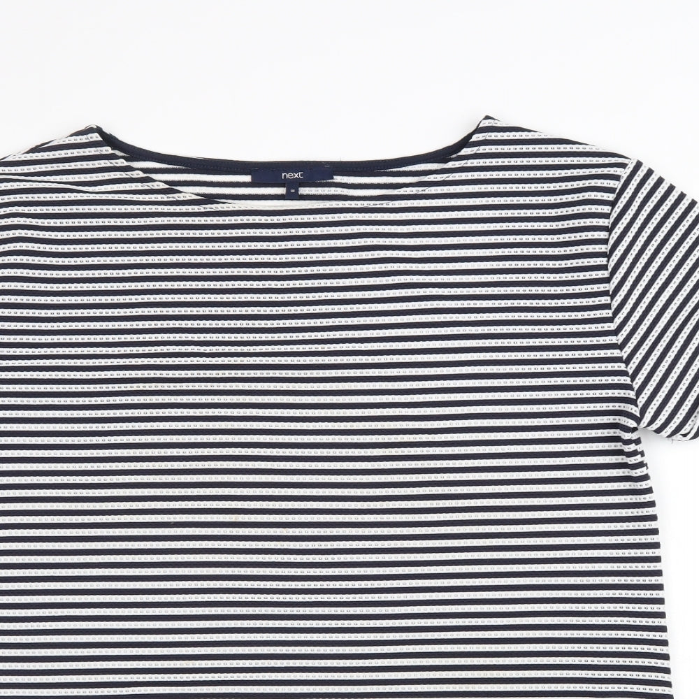 NEXT Womens Blue Striped Polyester T-Shirt Dress Size 18 Round Neck Pullover