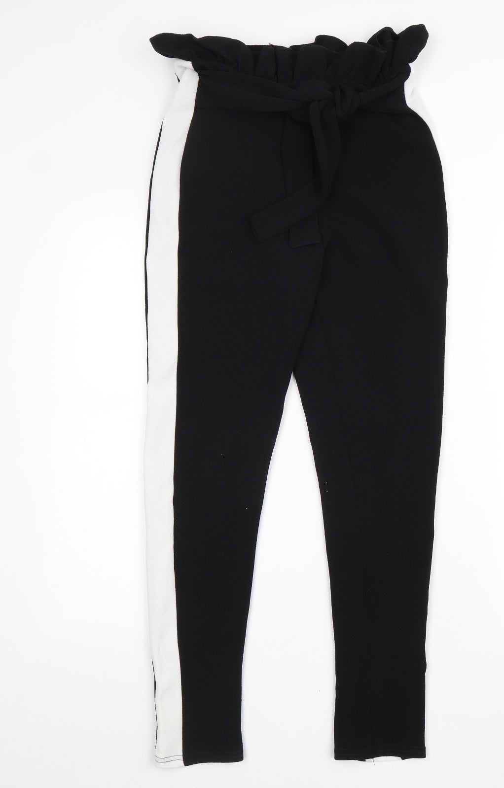 PRETTYLITTLETHING Womens Black Polyester Trousers Size 10 L27 in Regular Tie