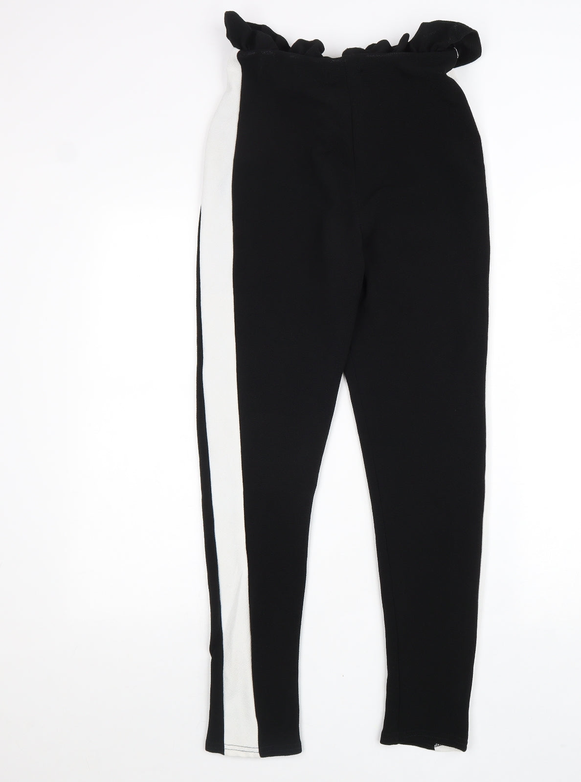 PRETTYLITTLETHING Womens Black Polyester Trousers Size 10 L27 in Regular Tie