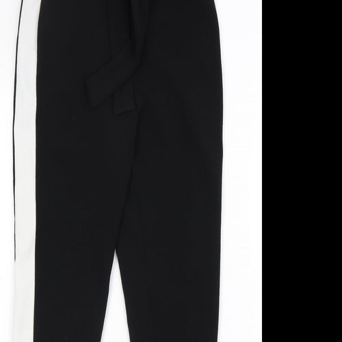 PRETTYLITTLETHING Womens Black Polyester Trousers Size 10 L27 in Regular Tie