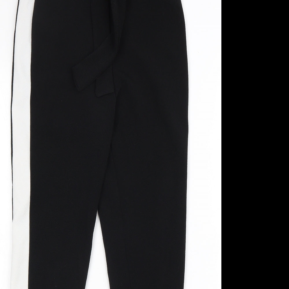 PRETTYLITTLETHING Womens Black Polyester Trousers Size 10 L27 in Regular Tie
