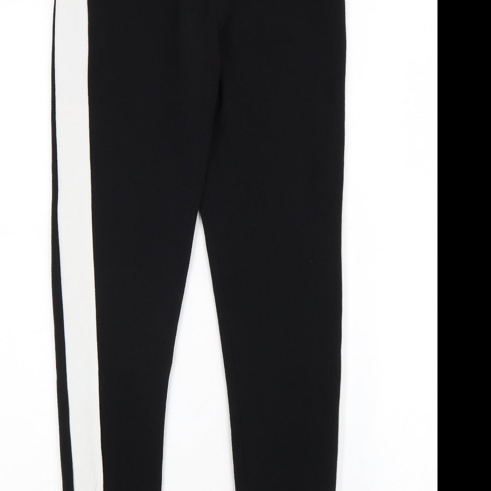 PRETTYLITTLETHING Womens Black Polyester Trousers Size 10 L27 in Regular Tie