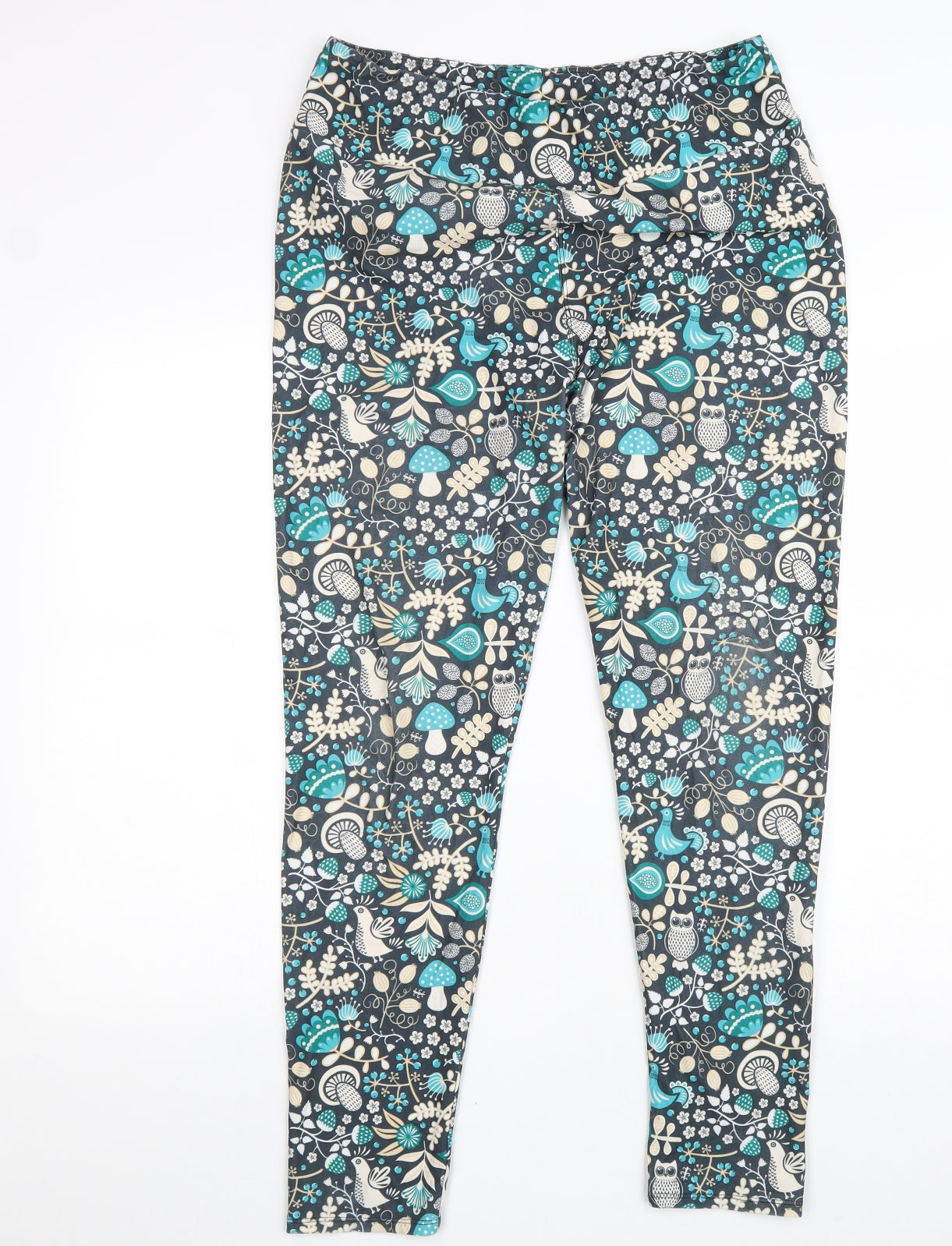 Llama Leisure Womens Green Geometric Polyester Jogger Leggings Size 14 L29 in
