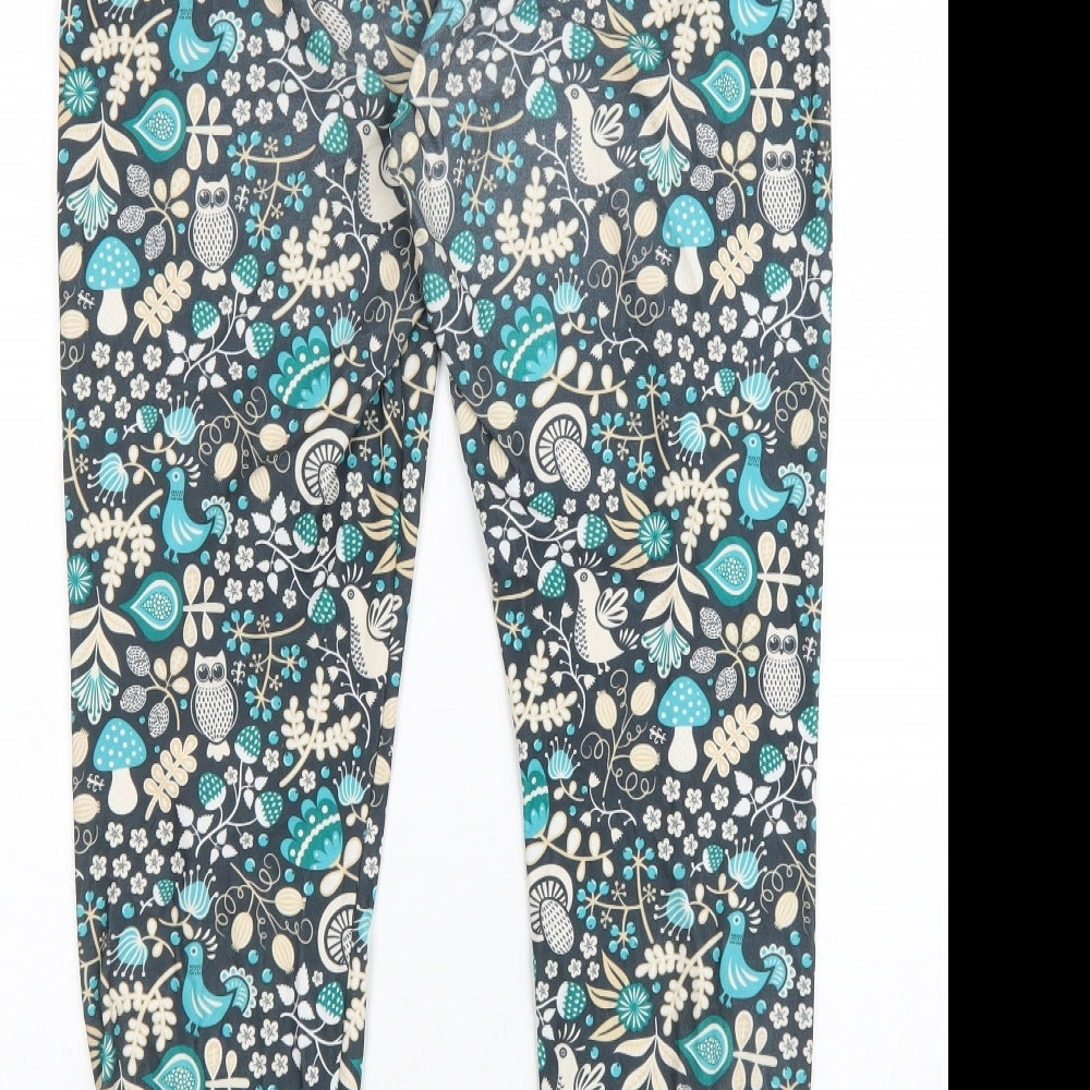 Llama Leisure Womens Green Geometric Polyester Jogger Leggings Size 14 L29 in