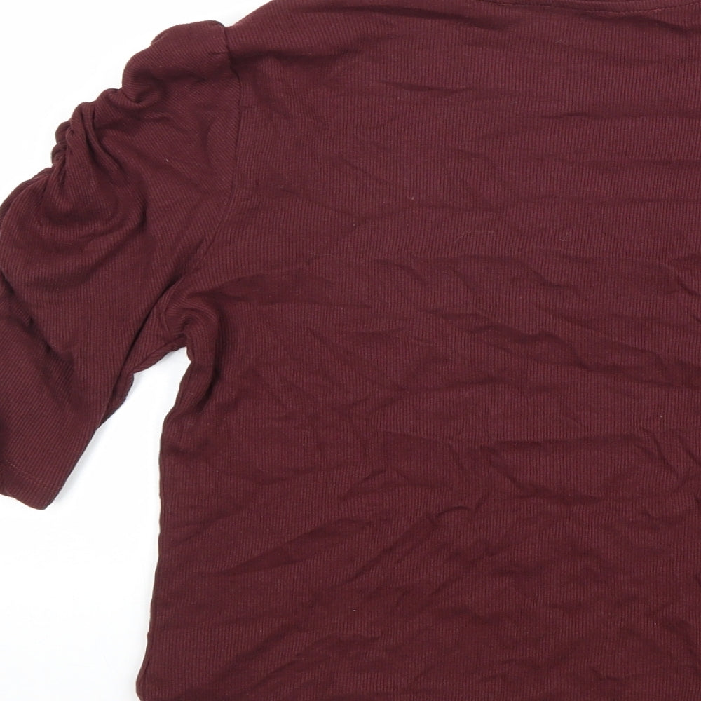 TU Womens Red 100% Cotton Basic T-Shirt Size 12 Round Neck