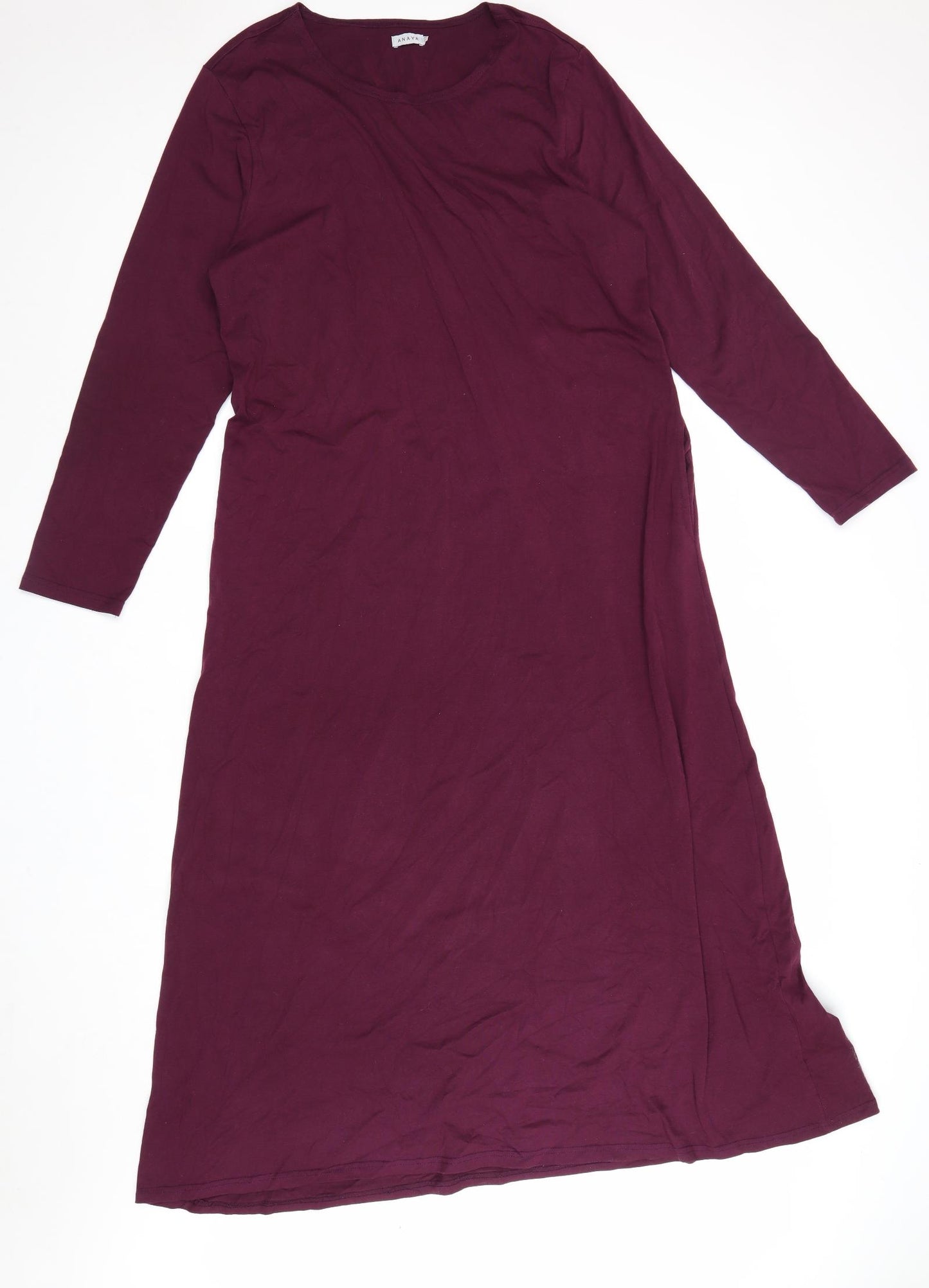 Anaya Womens Red 100% Cotton A-Line Size 18 Scoop Neck Pullover