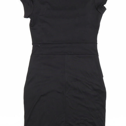 Fever Fish Womens Black Polyester Pencil Dress Size 8 Square Neck Pullover