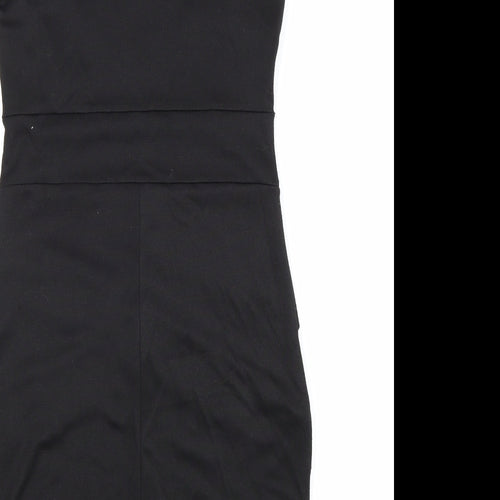 Fever Fish Womens Black Polyester Pencil Dress Size 8 Square Neck Pullover