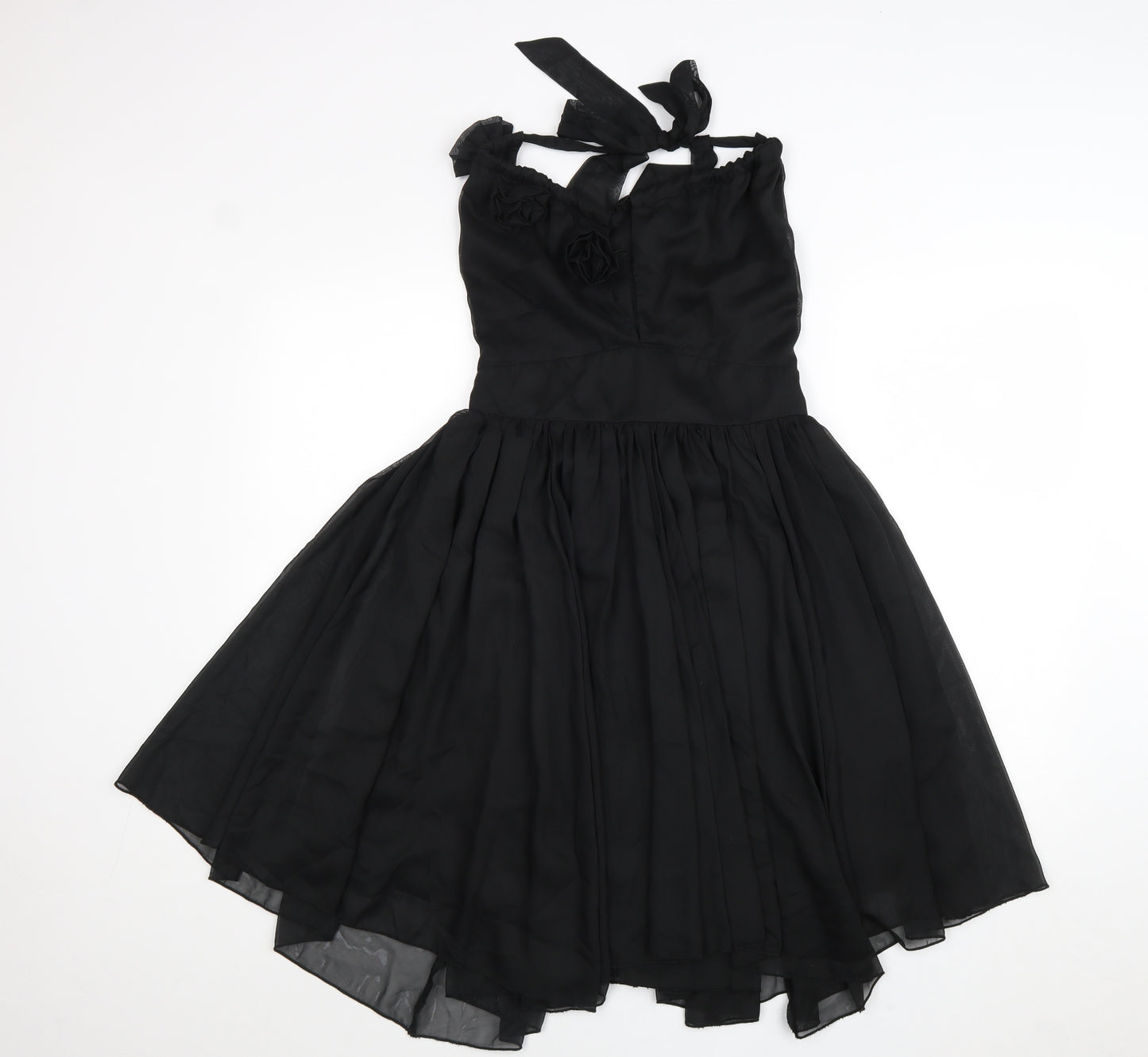Look Womens Black Polyester Fit & Flare Size 10 Halter Zip