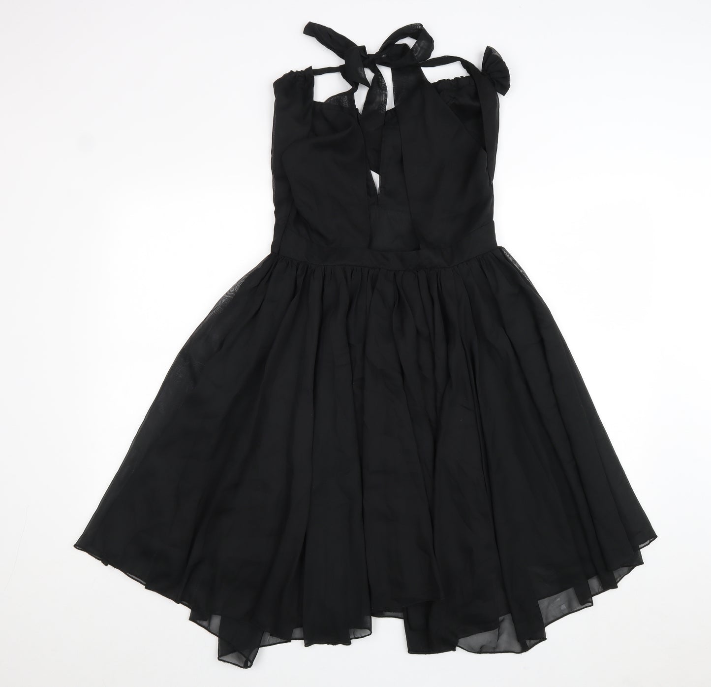 Look Womens Black Polyester Fit & Flare Size 10 Halter Zip