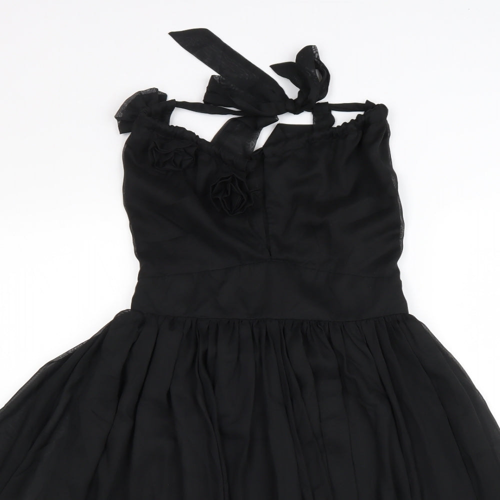 Look Womens Black Polyester Fit & Flare Size 10 Halter Zip