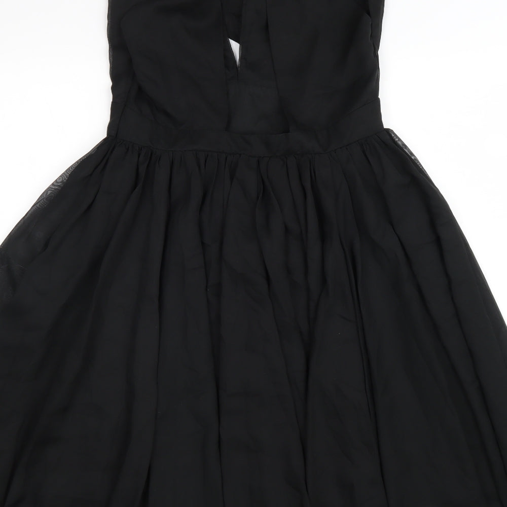 Look Womens Black Polyester Fit & Flare Size 10 Halter Zip