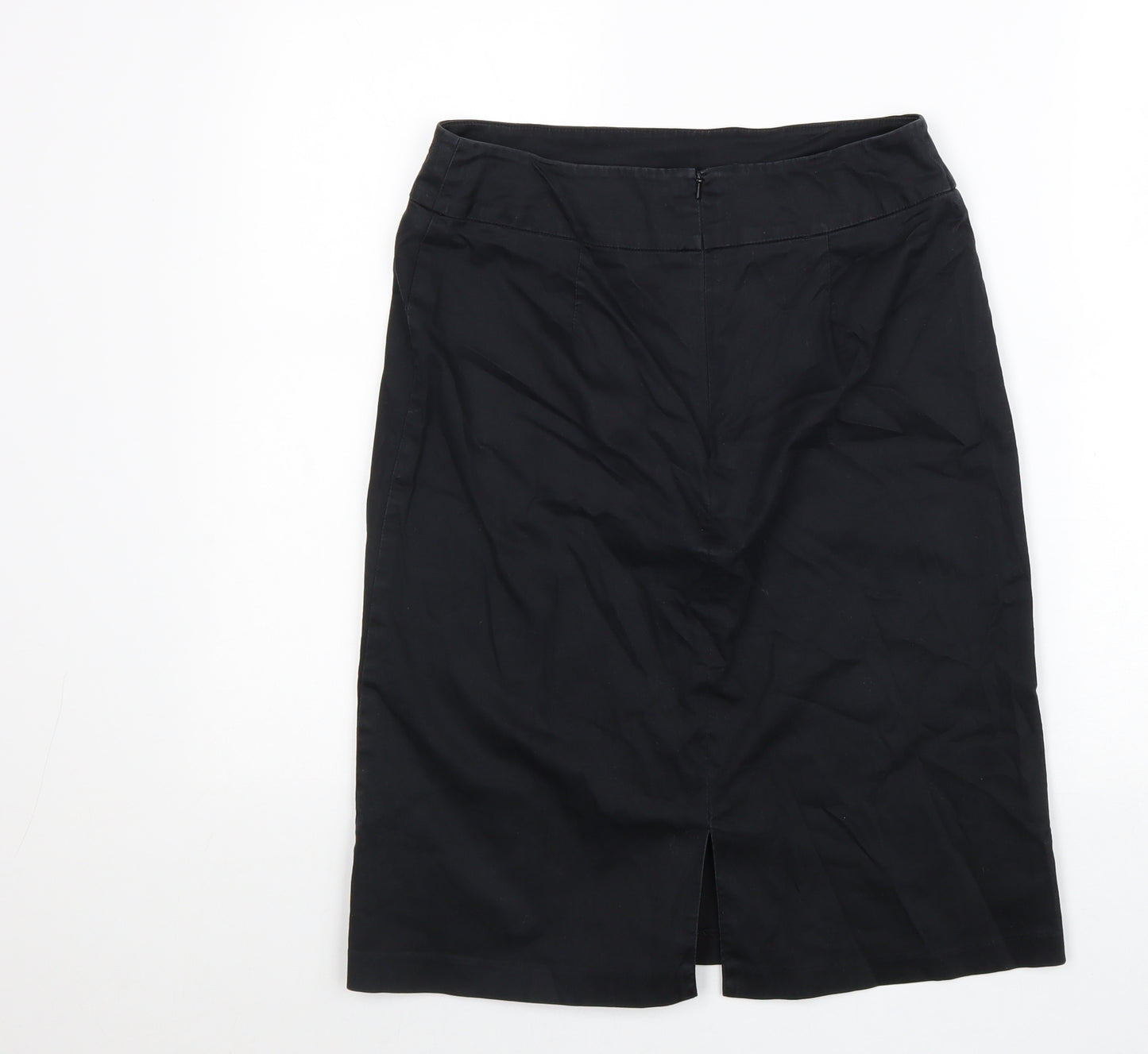George Womens Black Cotton Straight & Pencil Skirt Size 12 Zip