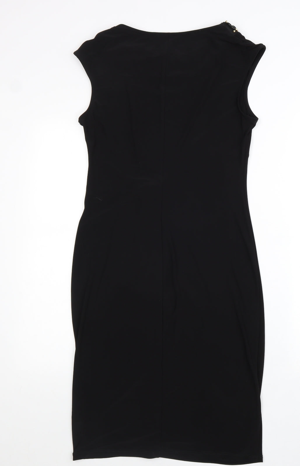 M&Co Womens Black Polyester Pencil Dress Size 12 Boat Neck Pullover