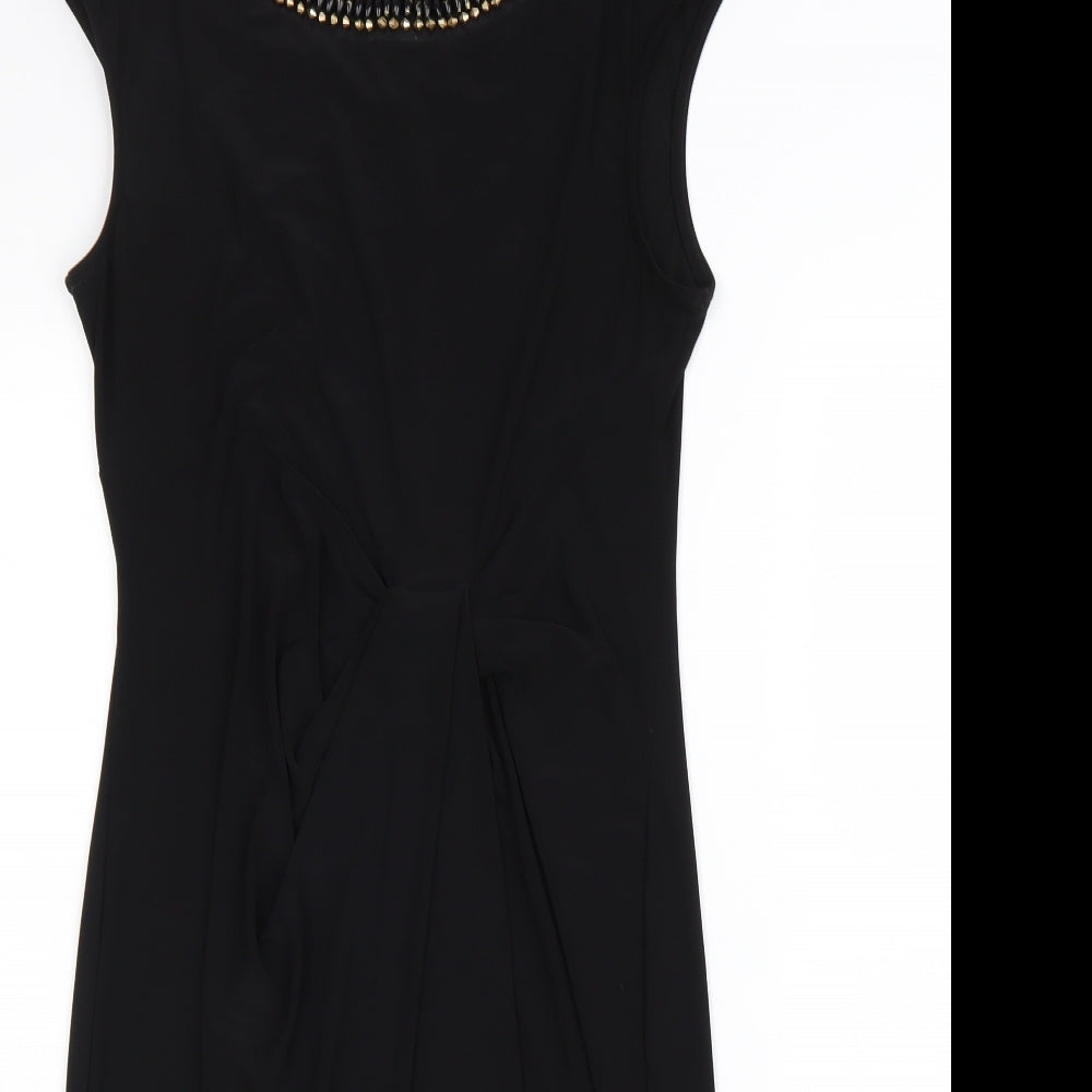 M&Co Womens Black Polyester Pencil Dress Size 12 Boat Neck Pullover