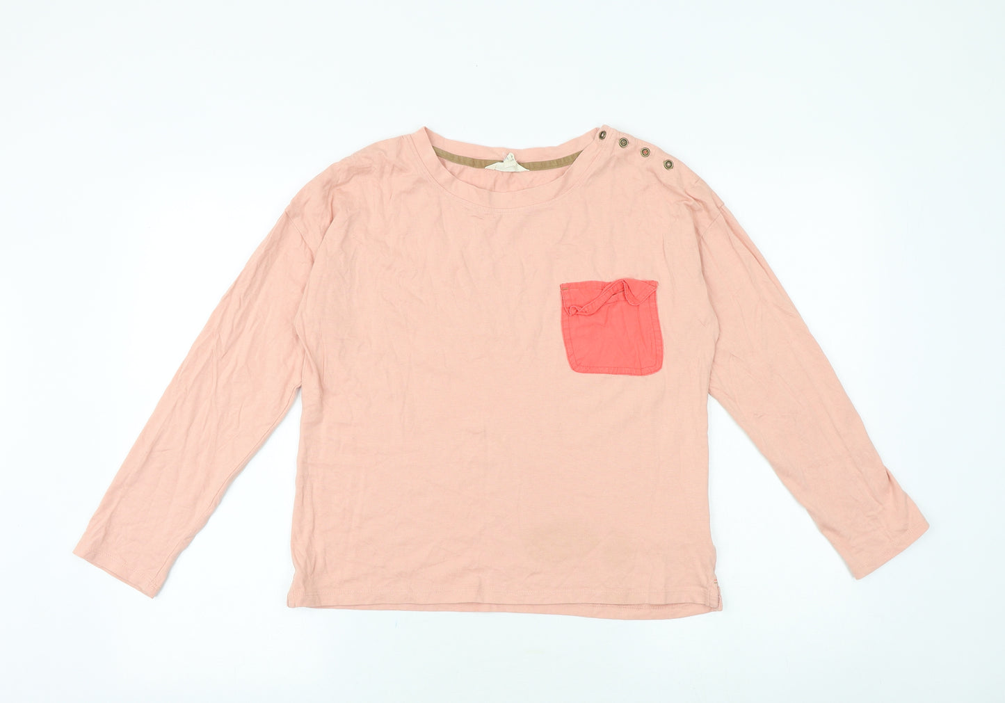 White Stuff Womens Pink 100% Cotton Basic Blouse Size 12 Scoop Neck