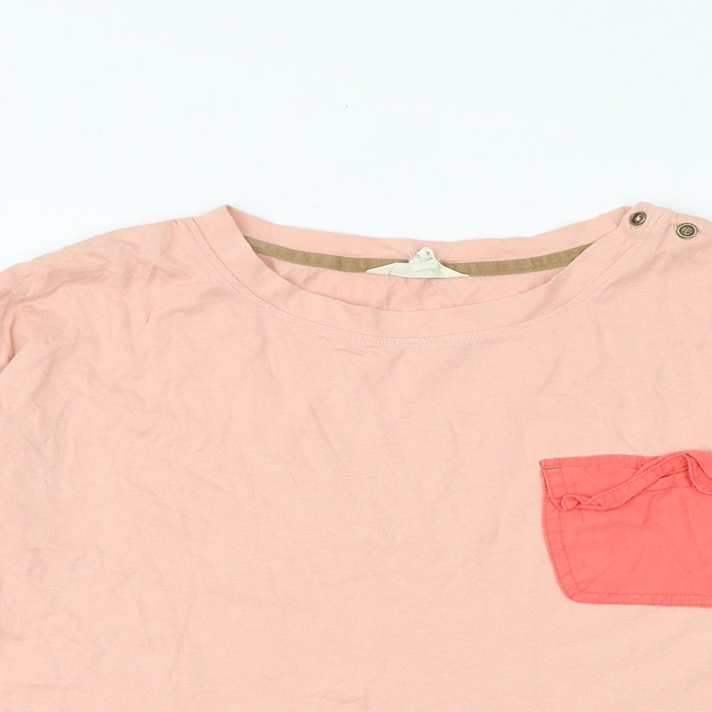 White Stuff Womens Pink 100% Cotton Basic Blouse Size 12 Scoop Neck