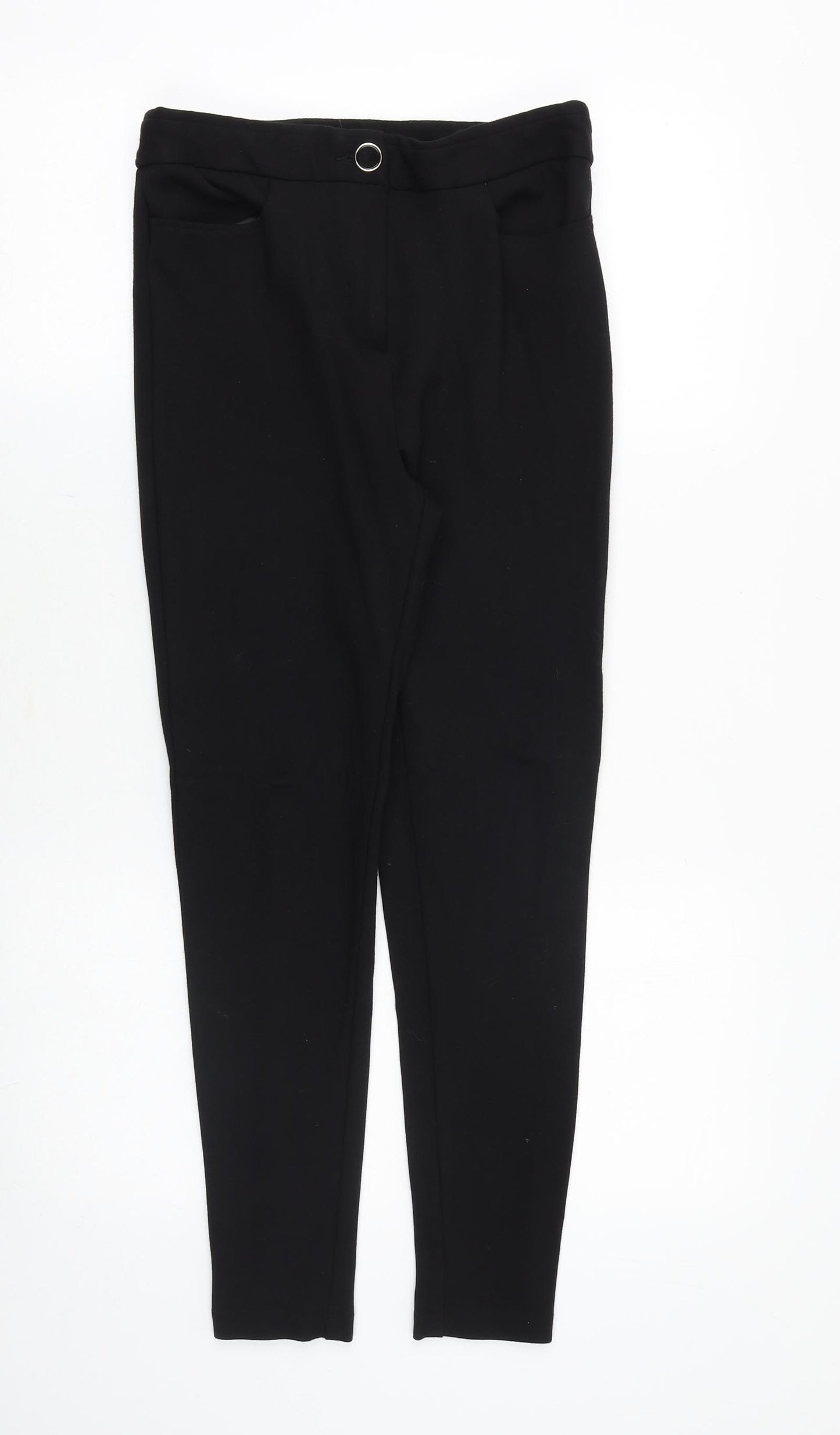 F&F Womens Black Polyester Trousers Size 8 Slim Zip