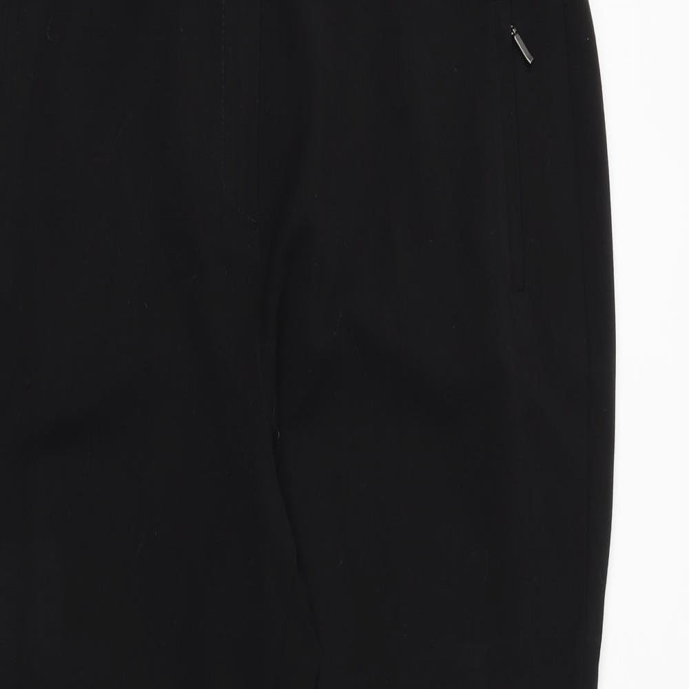 Marks and Spencer Womens Black Polyester Trousers Size 14 Regular Zip
