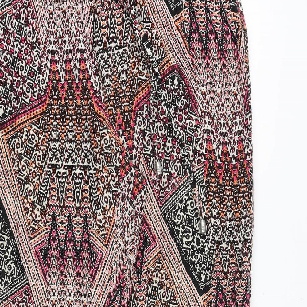 New Look Womens Multicoloured Geometric Viscose Harem Trousers Size 10 Regular Drawstring
